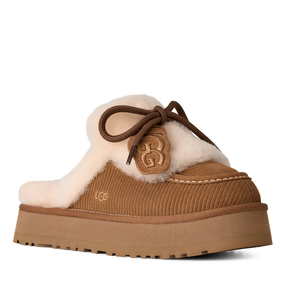 UGG DISQUETTE HERITAGE 1180360 כפכף פלטפורמה מרופד קאמל