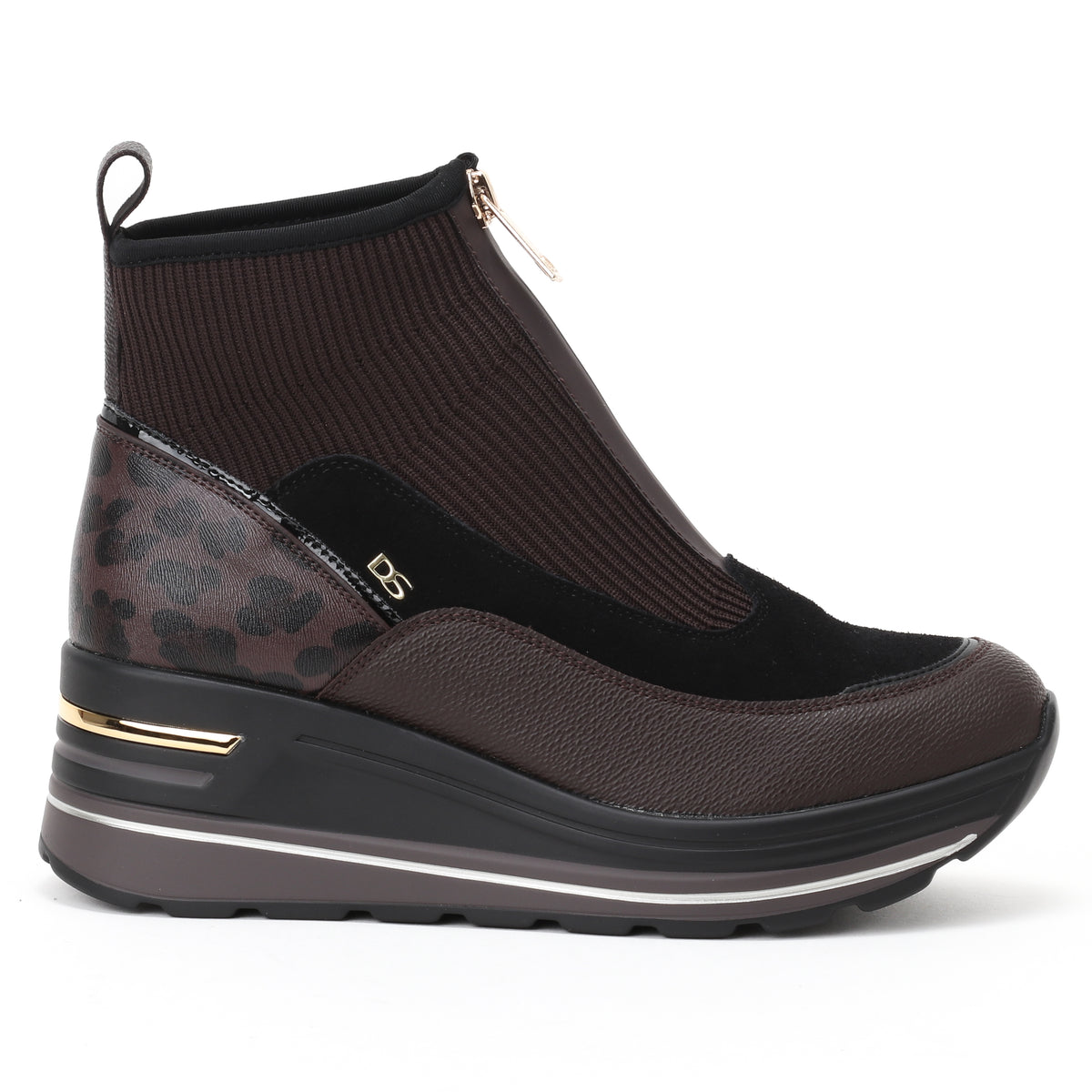 DSLIA מגפון / סניקרס פלטפורמה מנומר חום bingo-shoes