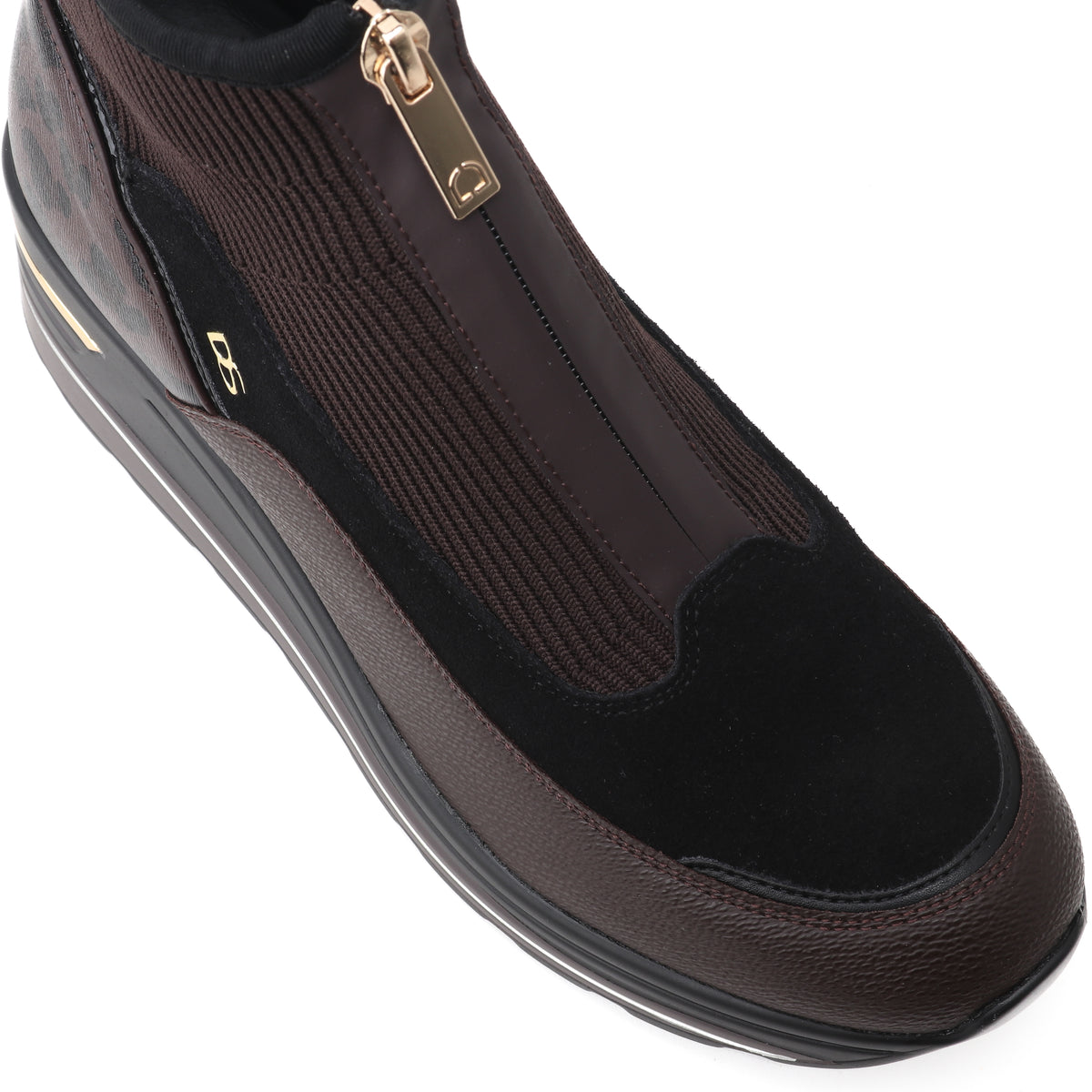 DSLIA מגפון / סניקרס פלטפורמה מנומר חום bingo-shoes