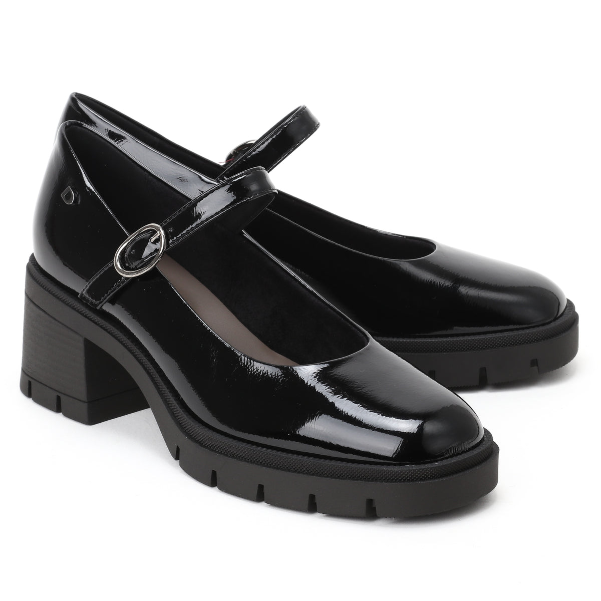 DSSTELLA נעל מרי ג’יין לק שחור עקב בלוק bingo-shoes