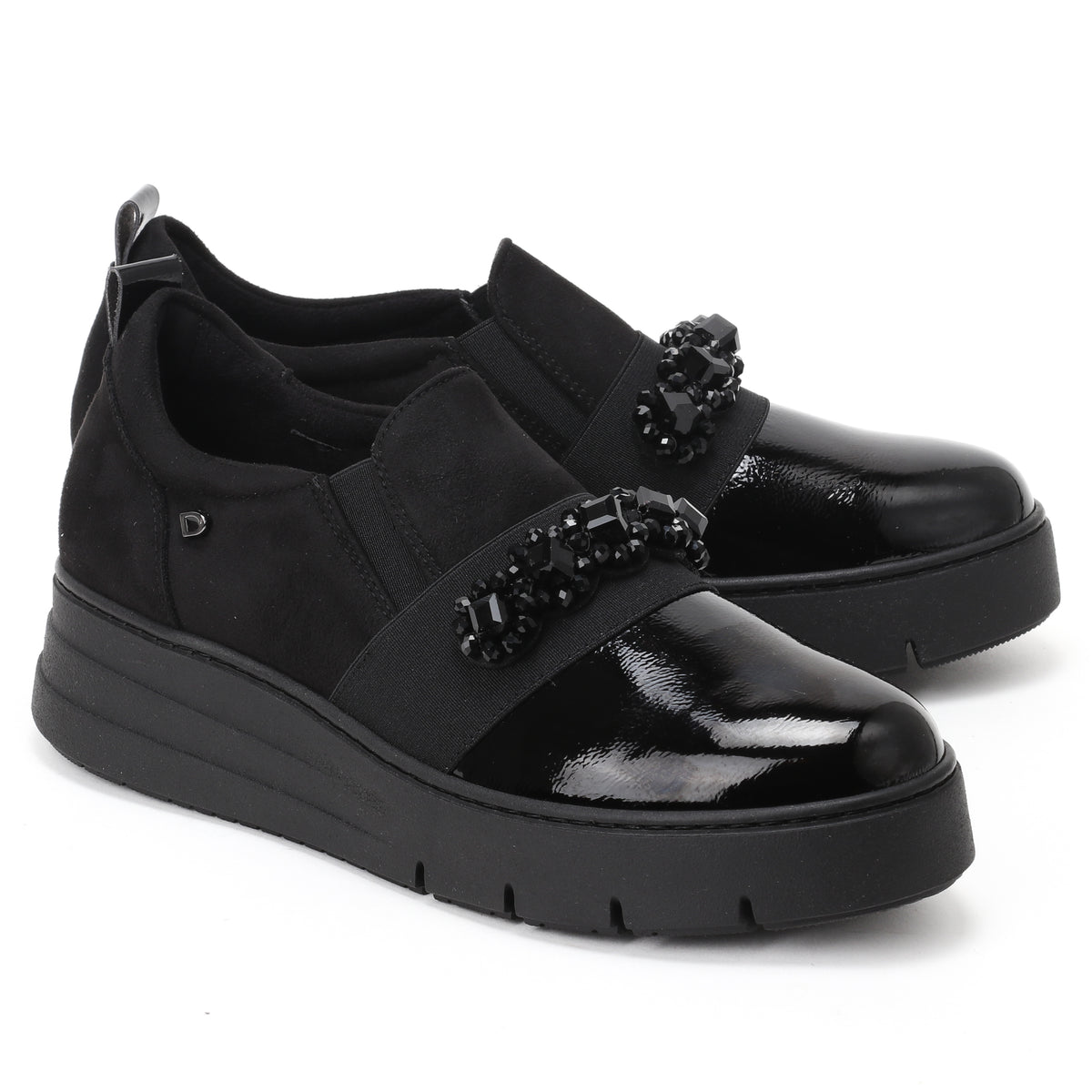 DSVIOLA שחור נעל סליפ־און לק וזמש bingo-shoes