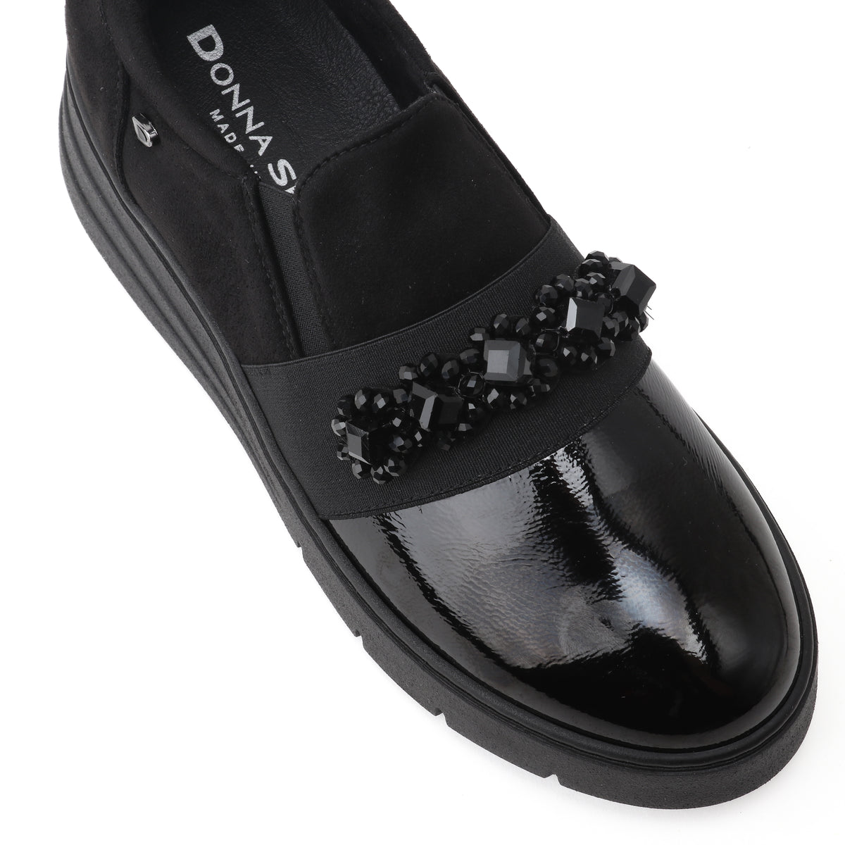 DSVIOLA שחור נעל סליפ־און לק וזמש bingo-shoes