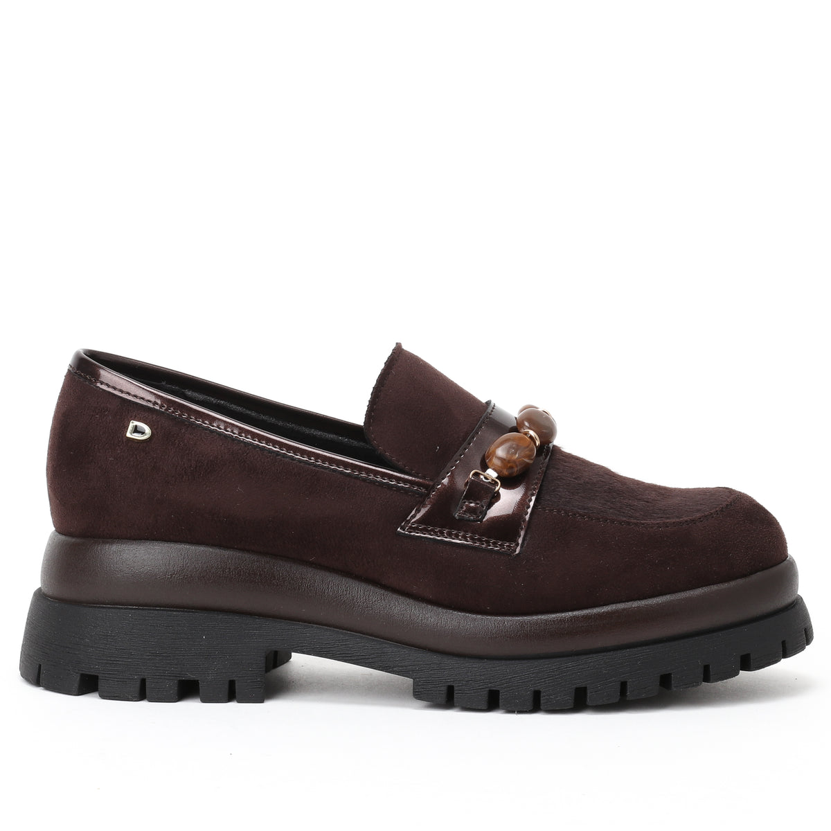 DSLUCIA חום מוקסין פלטפורמה בעיטור אבנים bingo-shoes