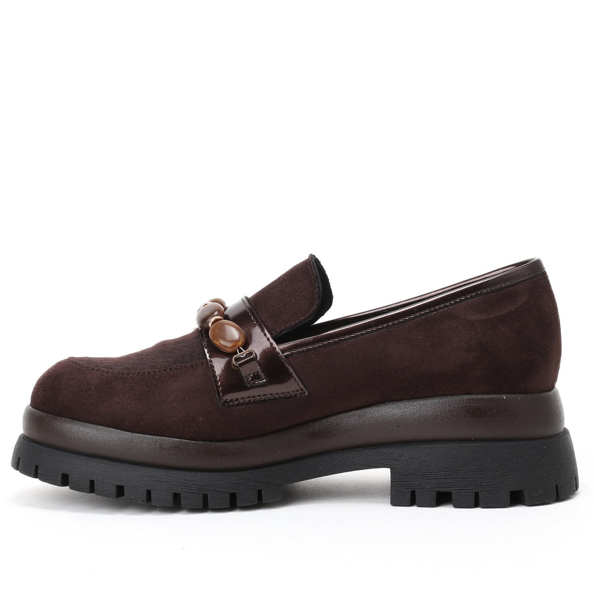 DSLUCIA חום מוקסין פלטפורמה בעיטור אבנים bingo-shoes
