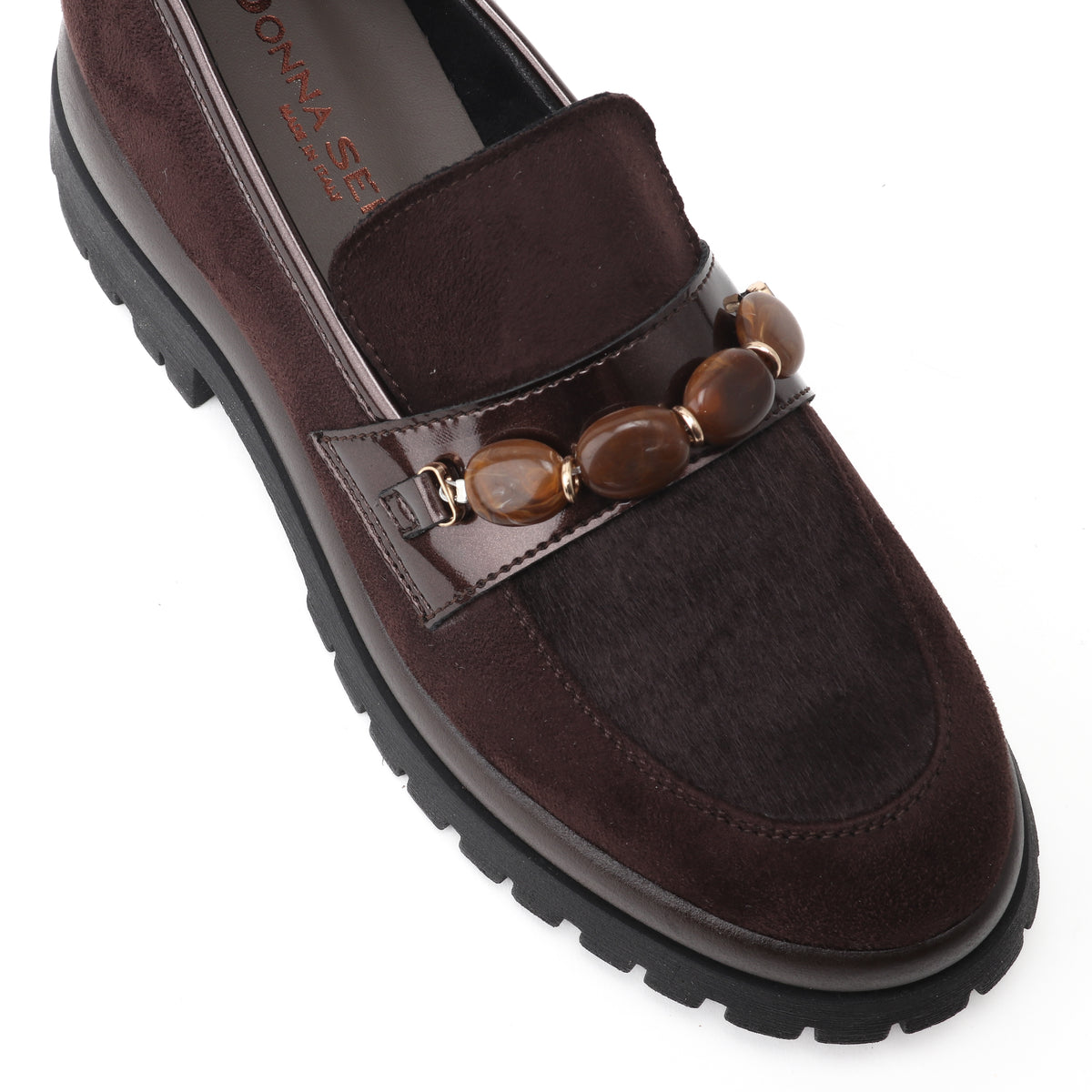 DSLUCIA חום מוקסין פלטפורמה בעיטור אבנים bingo-shoes