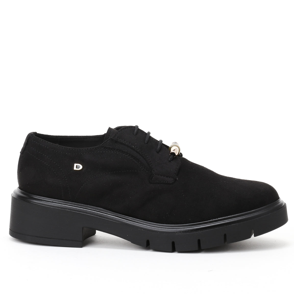 DSSOFIA נעל שרוכים זמש טרקטור שחור bingo-shoes
