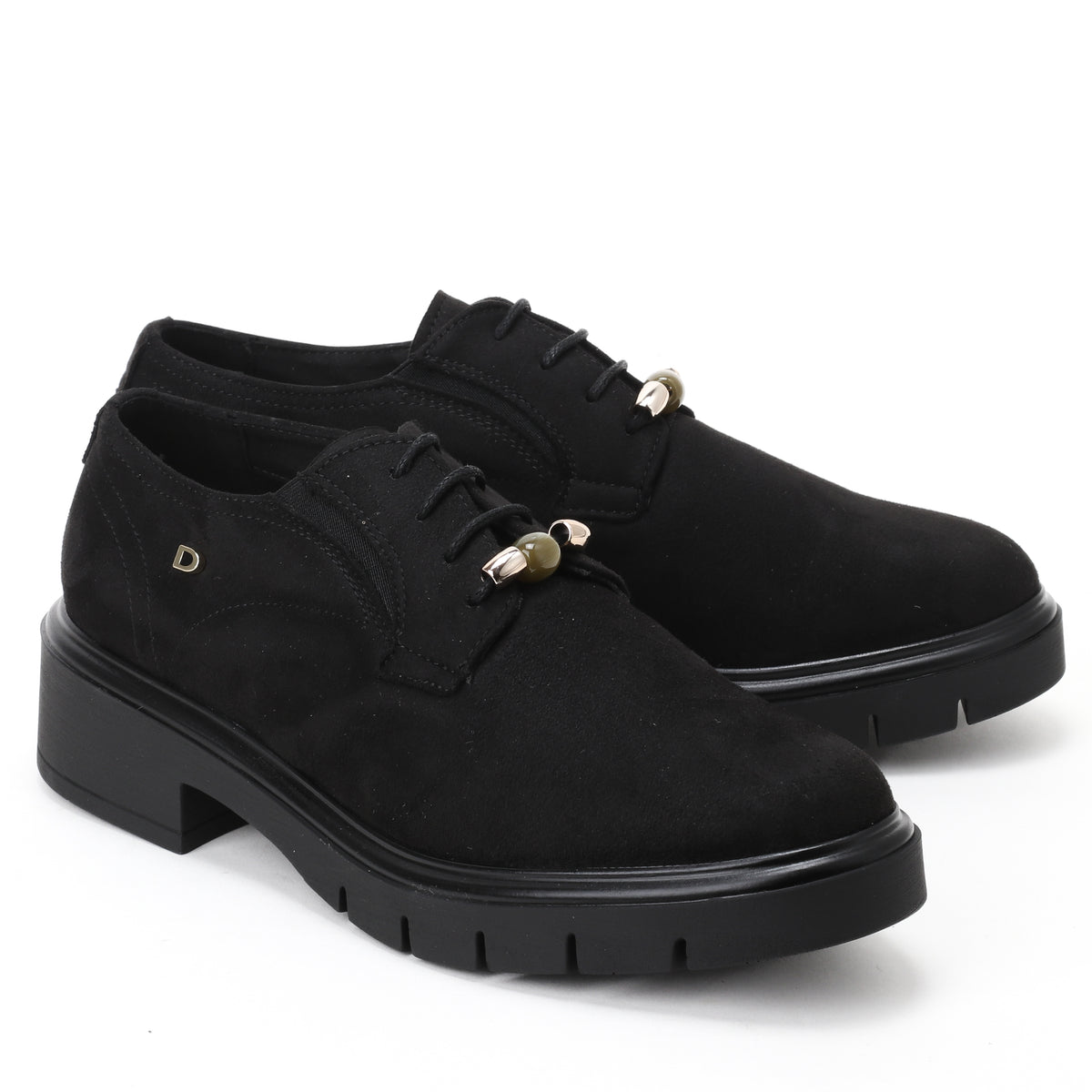 DSSOFIA נעל שרוכים זמש טרקטור שחור bingo-shoes