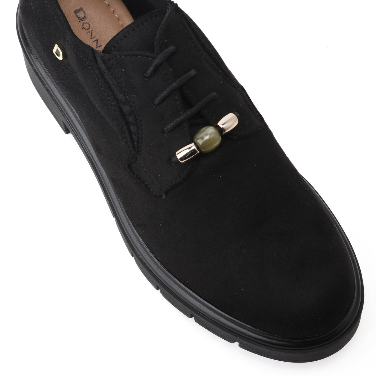 DSSOFIA נעל שרוכים זמש טרקטור שחור bingo-shoes